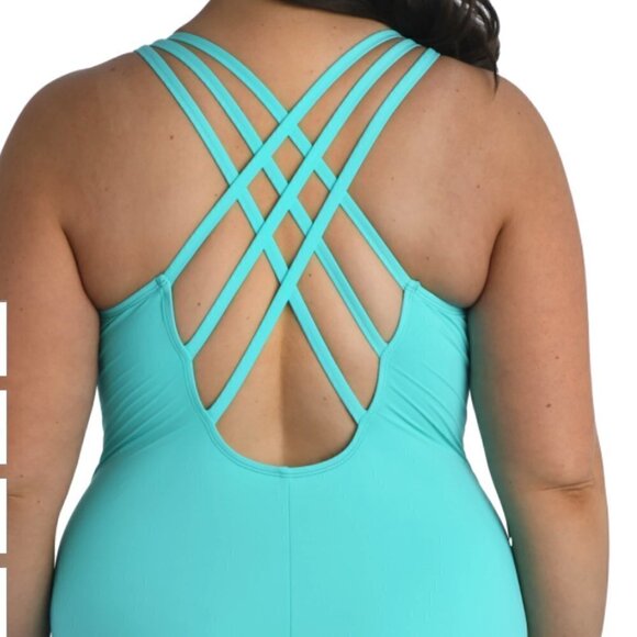 NEW La Blanca Island Goddess Multi-Strap Cross-Back One Piece - Solid - Picture 2 of 4